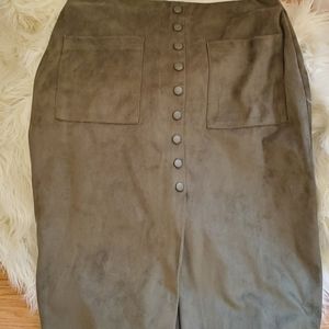 Primary Olive Green Velvet Skirt